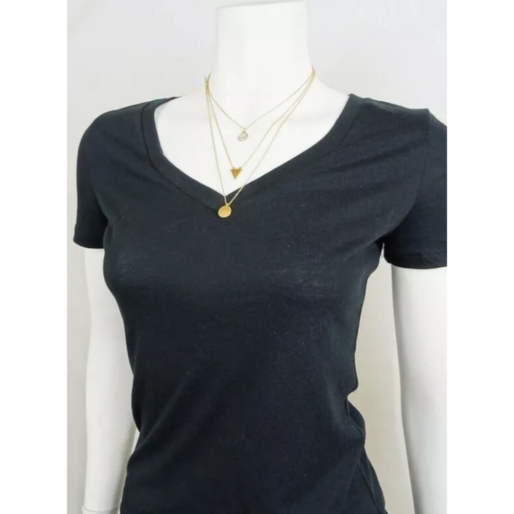 Gold Multi Row Delicate Charm Triangle Necklace - Picture 2 of 2